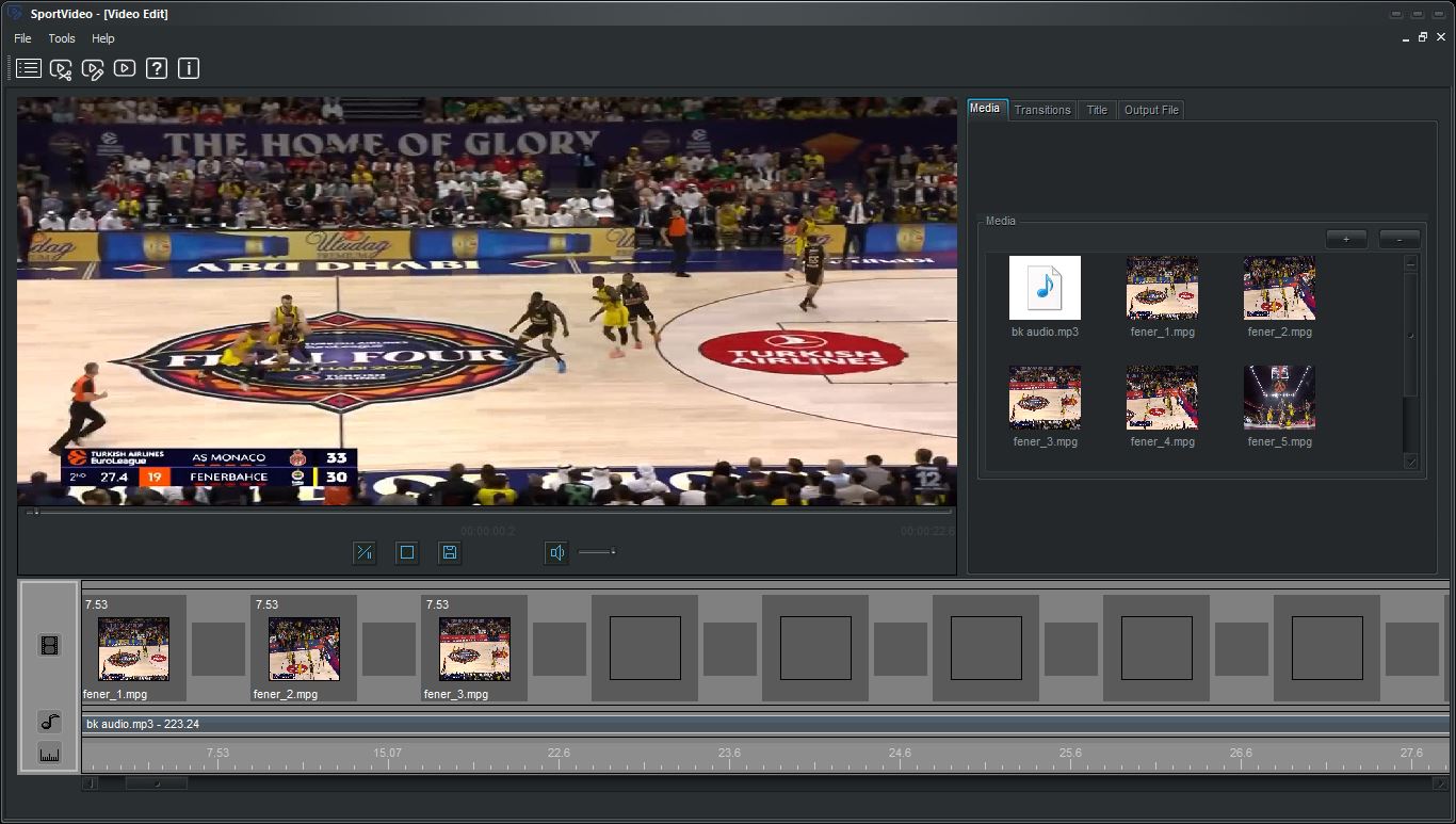 SportVideo, Video Edit, dark theme